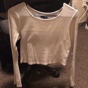 Long sleeve white crop shirt